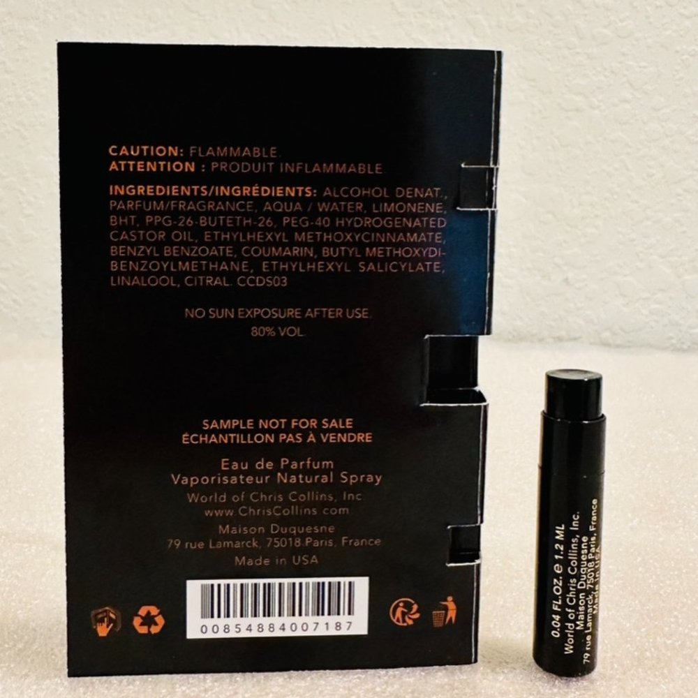 🎩 New 🎩 World of Chris Collins Danse Sauvage Deluxe Vial Spray for Men, 1.2 ml - Picture 5 of 5